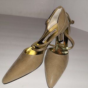 DESIGNER Walter Steiger Size 9 Beige/Taupe Kitten Heel vintage Italian hand made